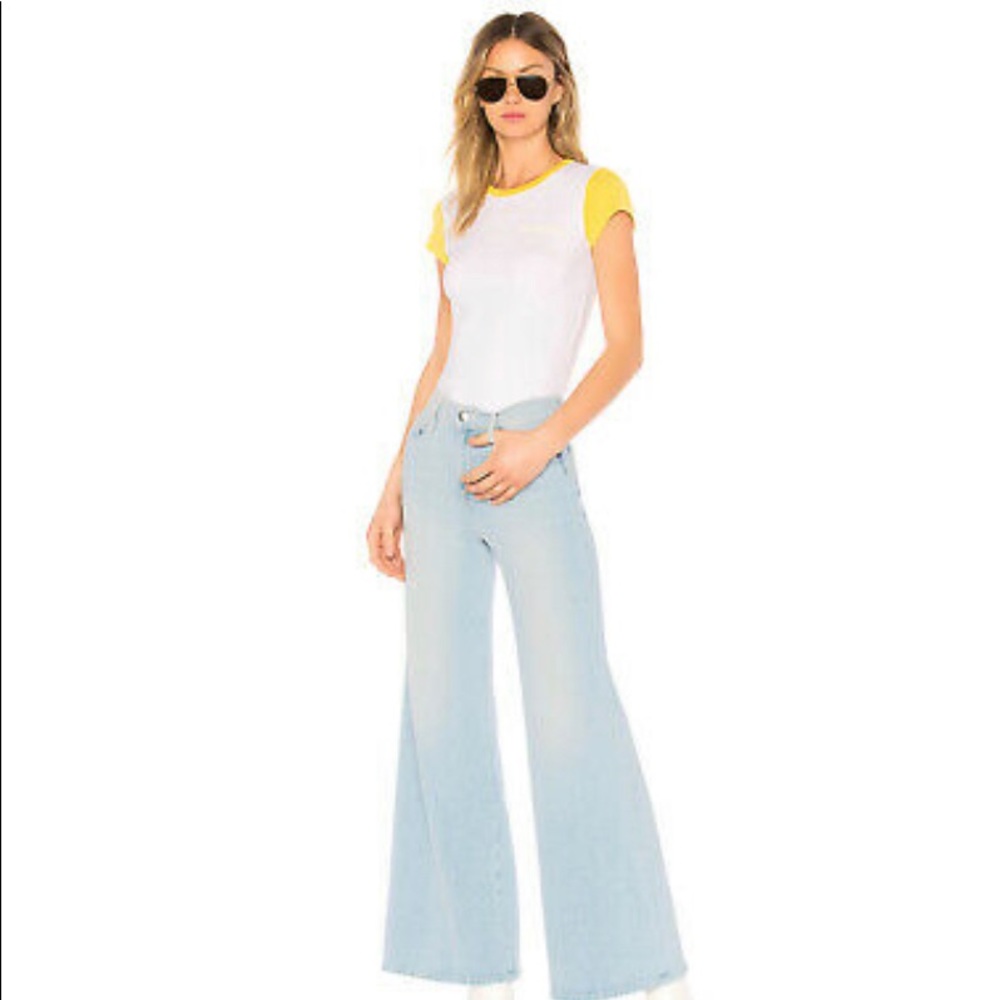 Frame denim cap sleeve color block LA tee!